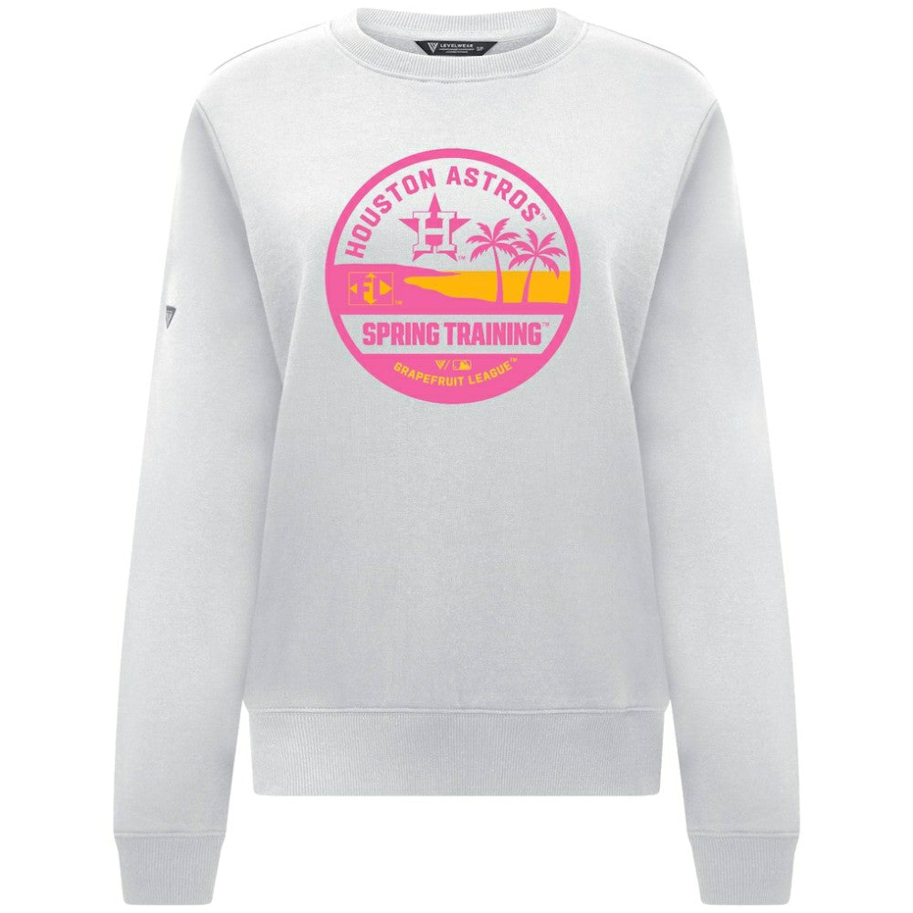 Houston Astros Levelwear Women's Yvette Spring Training Badge Bold Sweatshirt - White Sweatshirts