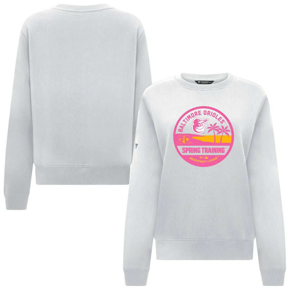 Baltimore Orioles Levelwear Women's Yvette Spring Training Badge Bold Sweatshirt - White Sweatshirts