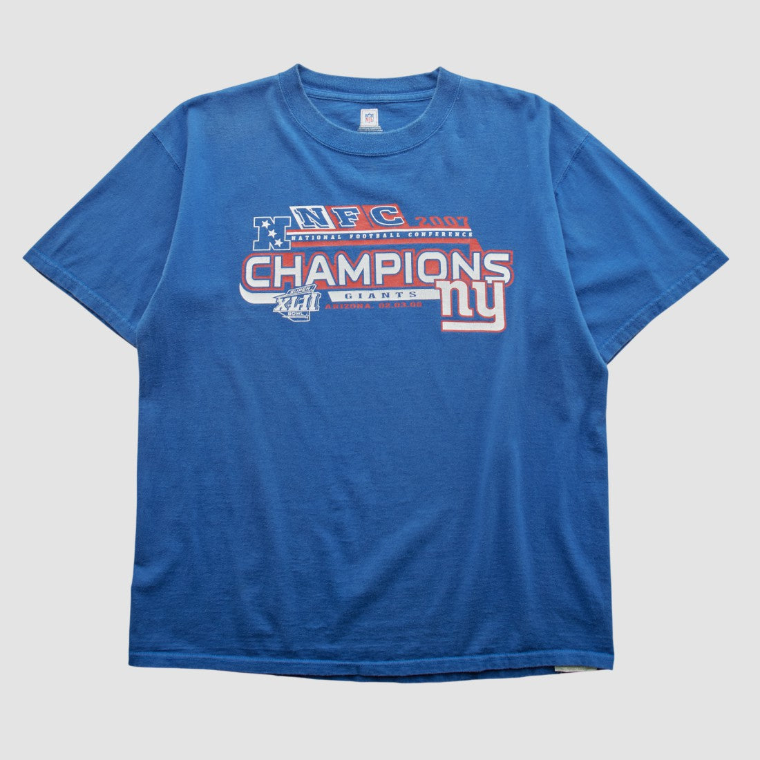 Super Bowl XLII NFL 2007 T-shirt Blue Vintage