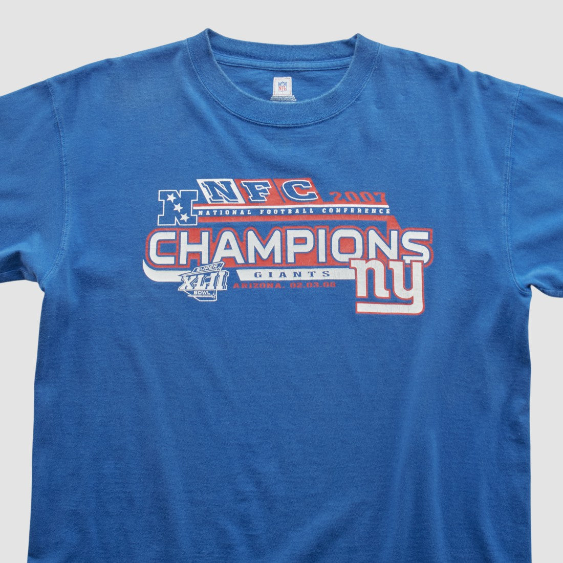 Super Bowl XLII NFL 2007 T-shirt Blue Vintage