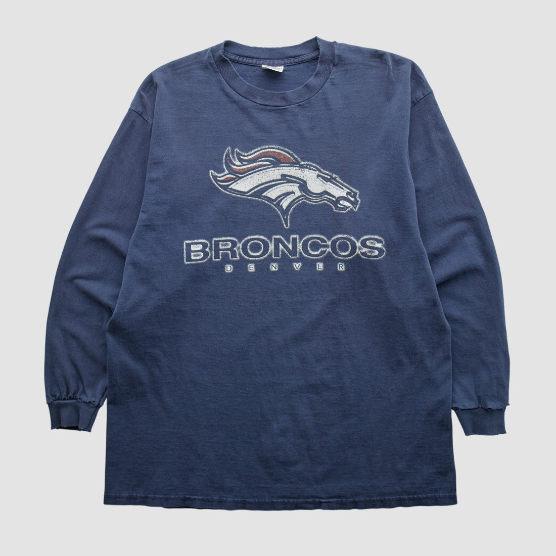 Denver Broncos Delta 2000s Long Sleeve T-shirt Navy Vintage