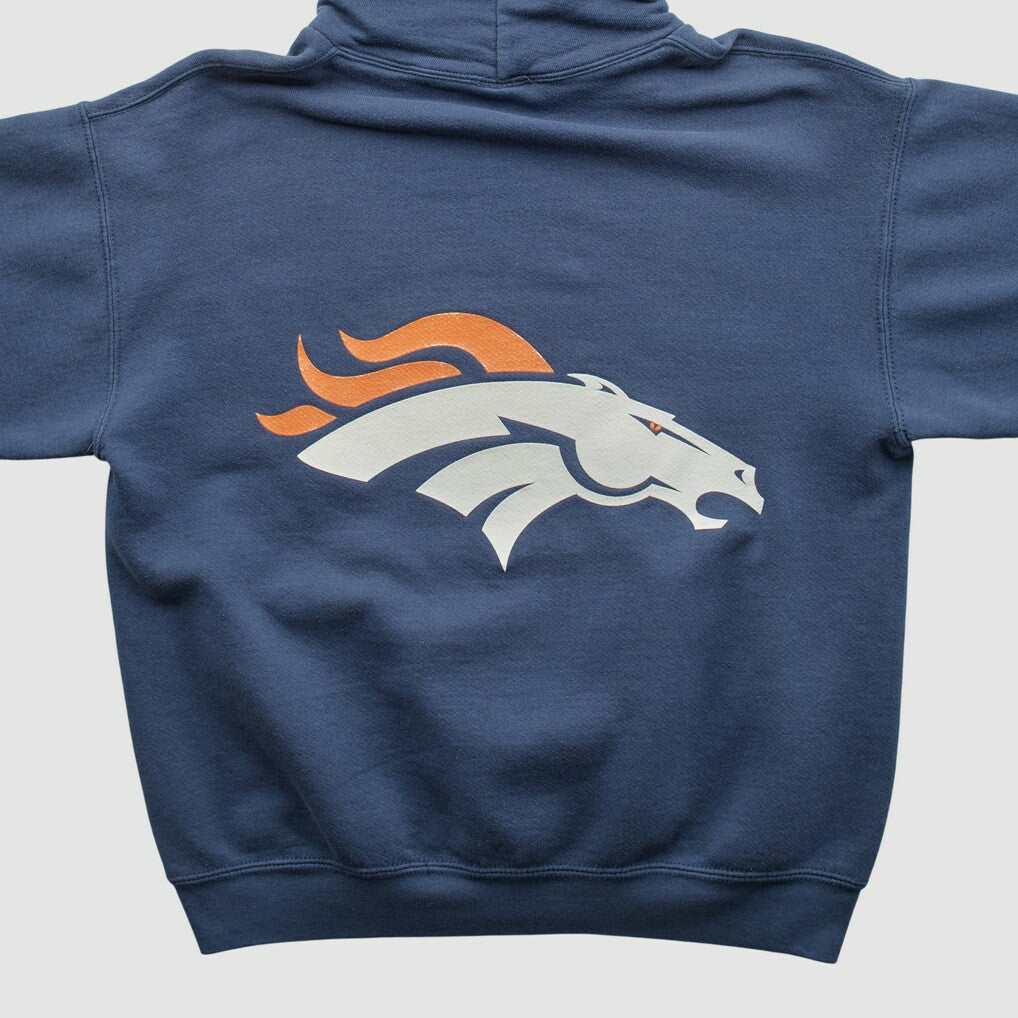 Denver Broncos 2000s Hooded Pullover Sweatshirt Navy Vintage