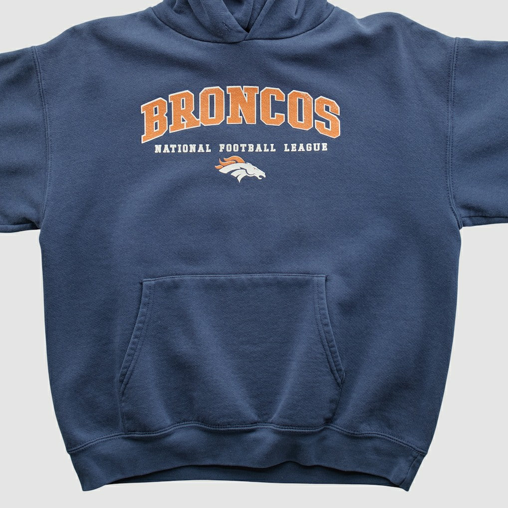 Denver Broncos 2000s Hooded Pullover Sweatshirt Navy Vintage