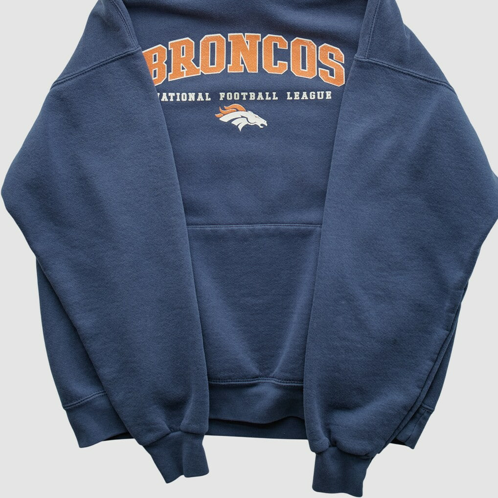 Denver Broncos 2000s Hooded Pullover Sweatshirt Navy Vintage