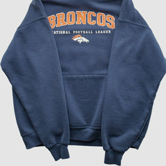Denver Broncos 2000s Hooded Pullover Sweatshirt Navy Vintage