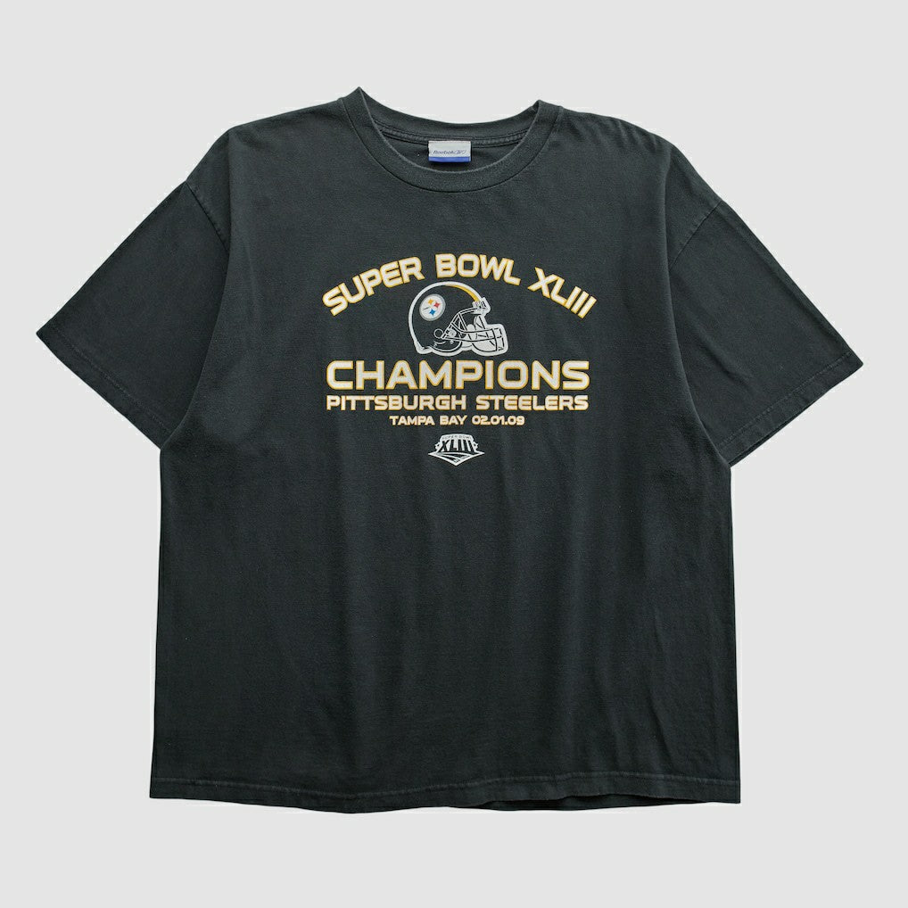 Super Bowl XLIII Reebok 2009 T-shirt Black Vintage