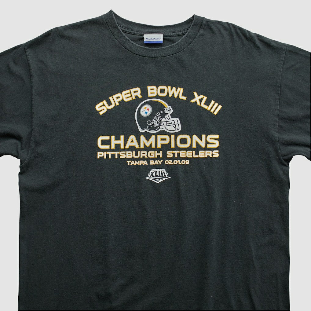 Super Bowl XLIII Reebok 2009 T-shirt Black Vintage