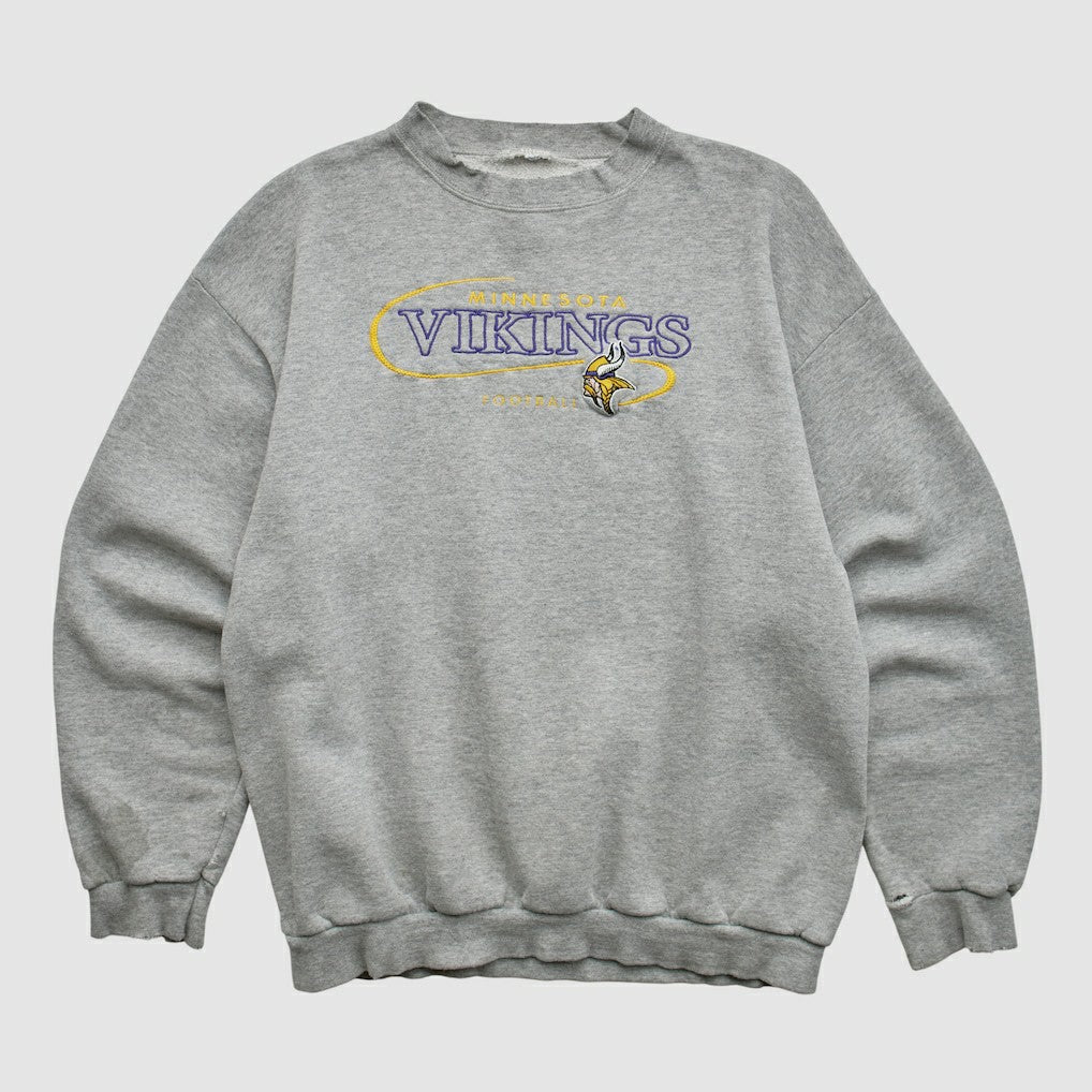 Minnesota Vikings 90s Pullover Sweatshirt Heather Gray Vintage