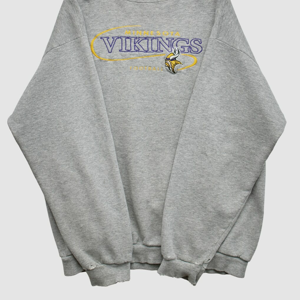 Minnesota Vikings 90s Pullover Sweatshirt Heather Gray Vintage