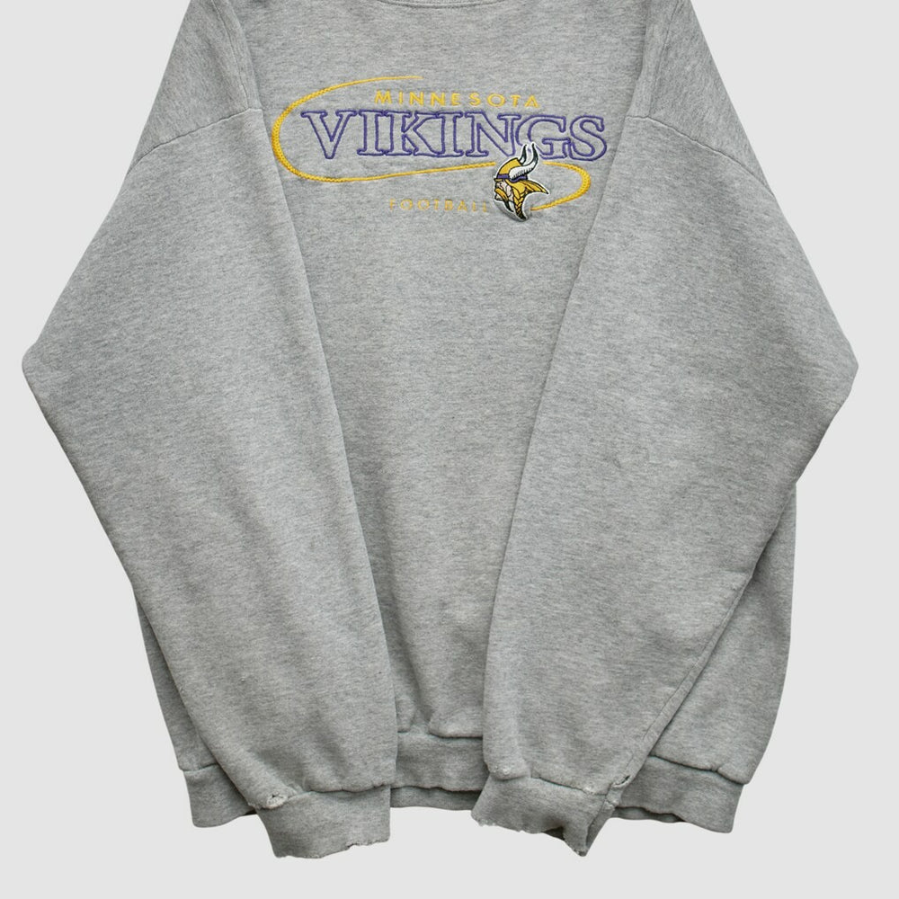 Minnesota Vikings 90s Pullover Sweatshirt Heather Gray Vintage