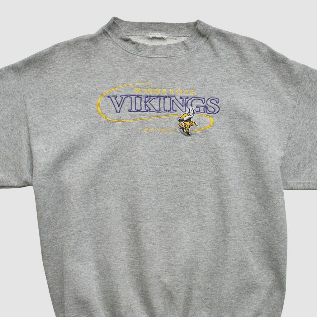 Minnesota Vikings 90s Pullover Sweatshirt Heather Gray Vintage