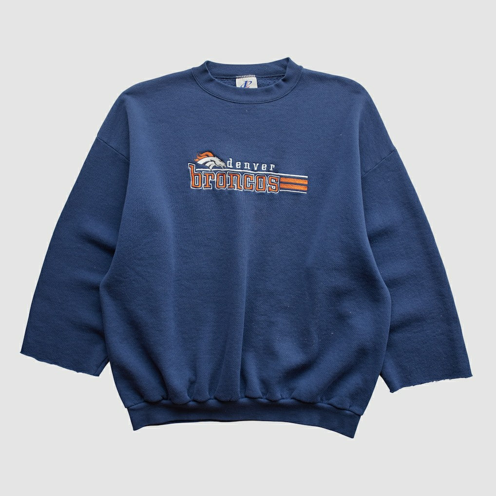 Denver Broncos Logo Athletic 90s Pullover Sweatshirt Navy Vintage