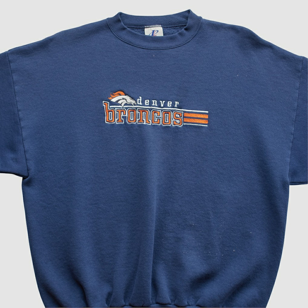 Denver Broncos Logo Athletic 90s Pullover Sweatshirt Navy Vintage