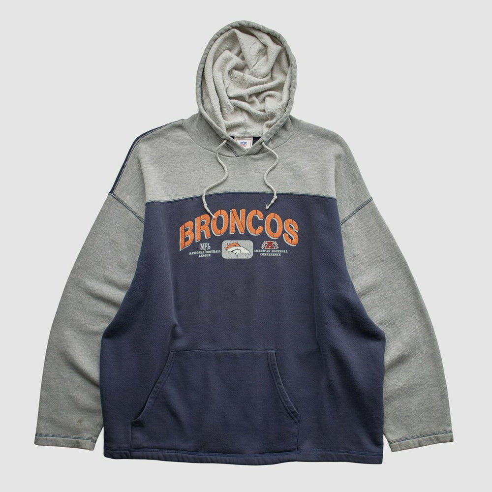 Denver Broncos NFL 2000s Hooded Pullover Sweatshirt Heather Gray Vintage