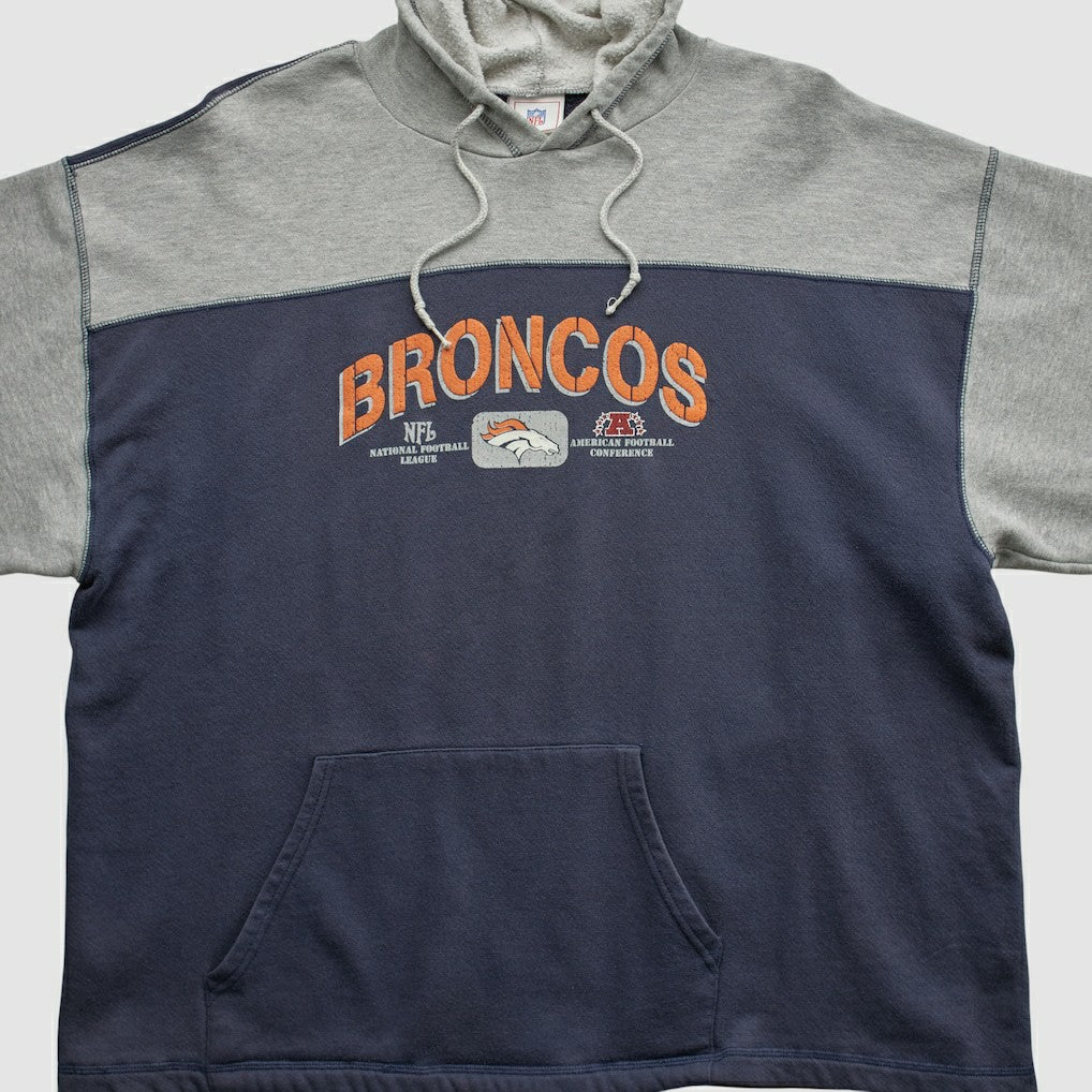 Denver Broncos NFL 2000s Hooded Pullover Sweatshirt Heather Gray Vintage