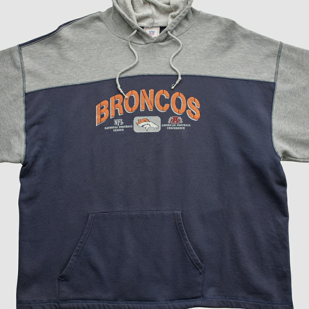 Denver Broncos NFL 2000s Hooded Pullover Sweatshirt Heather Gray Vintage