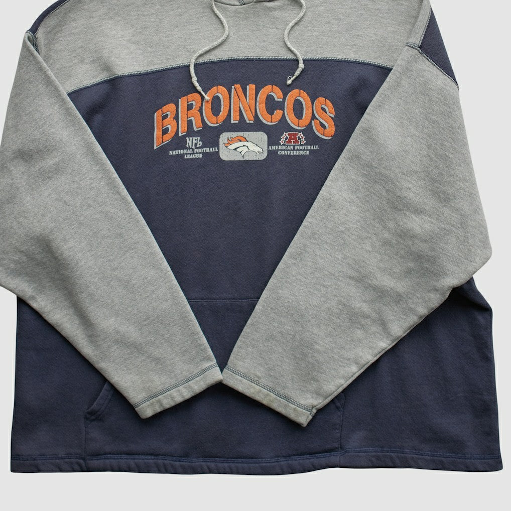 Denver Broncos NFL 2000s Hooded Pullover Sweatshirt Heather Gray Vintage