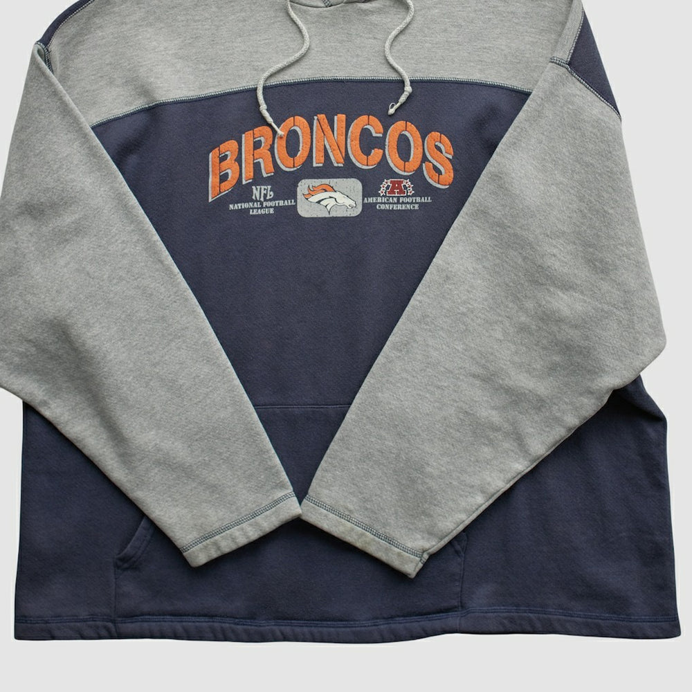 Denver Broncos NFL 2000s Hooded Pullover Sweatshirt Heather Gray Vintage