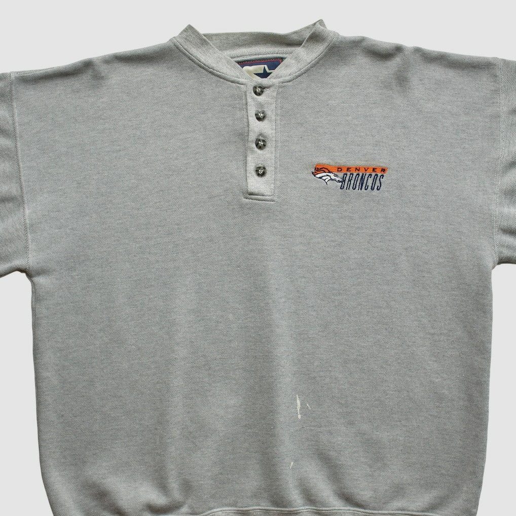 Denver Broncos Starter 90s Pullover Sweatshirt Heather Gray Vintage