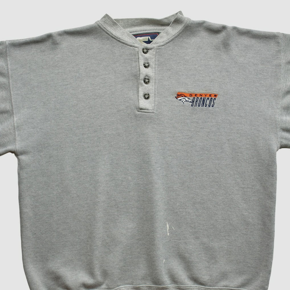 Denver Broncos Starter 90s Pullover Sweatshirt Heather Gray Vintage