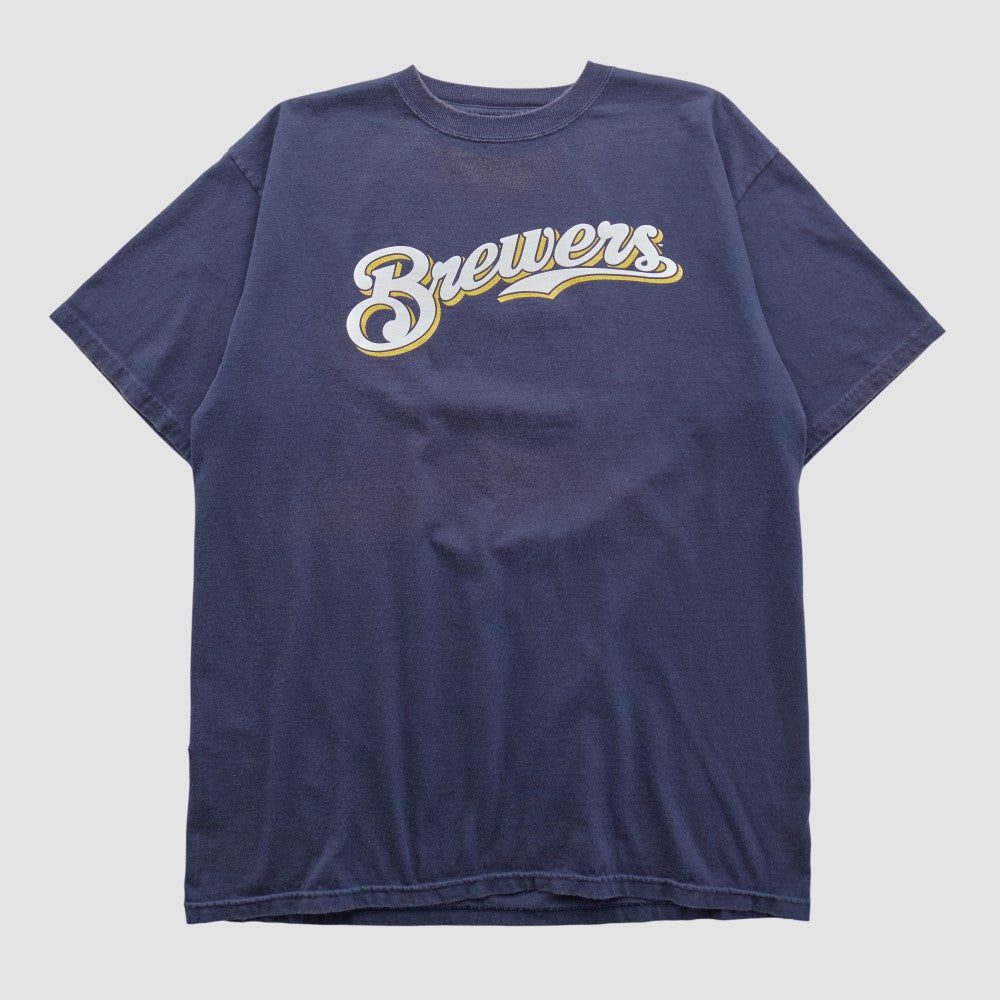 Milwaukee Brewers Majestic 2000s T-shirt - Navy - L by Fanatics Real Vintage T-shirts
