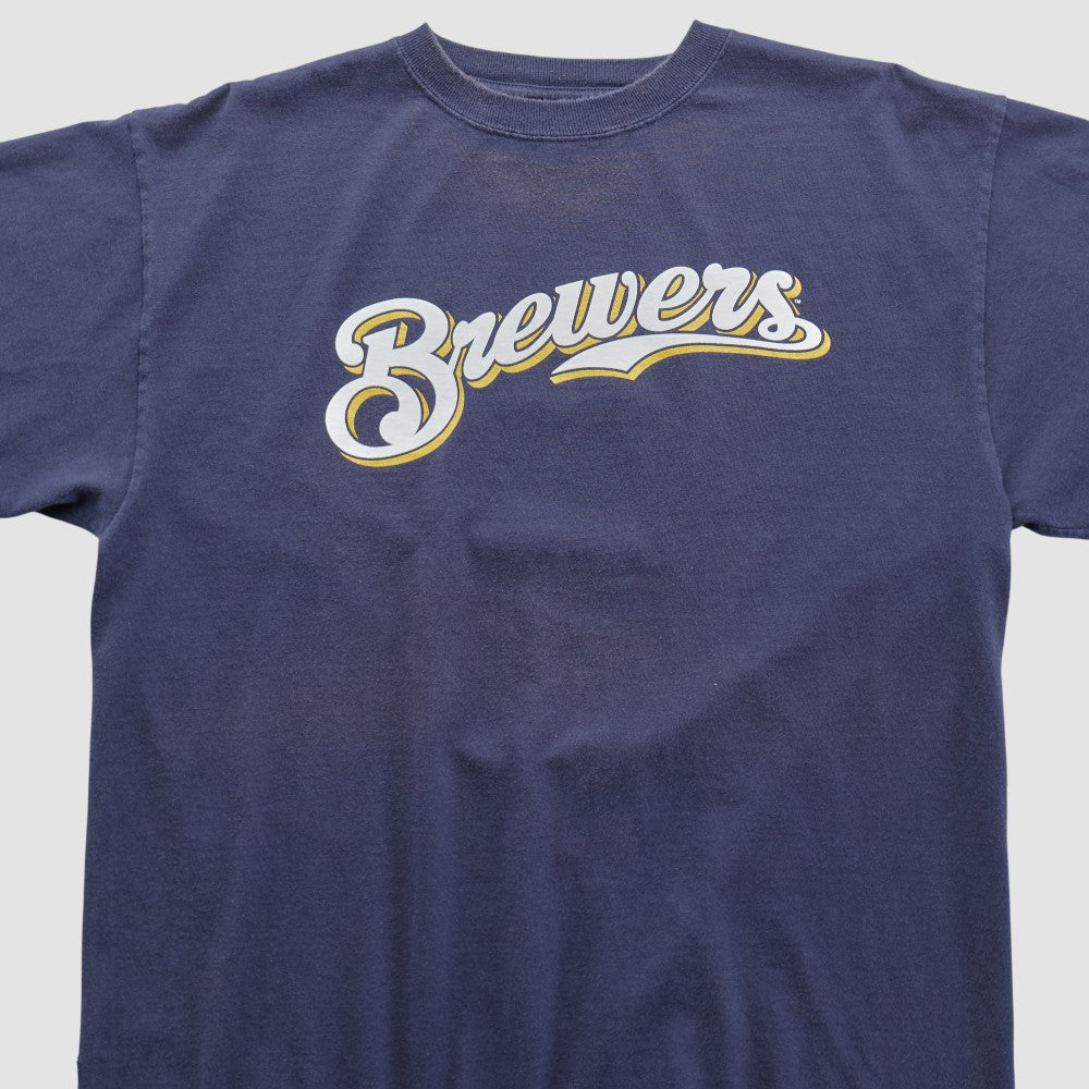 Milwaukee Brewers Majestic 2000s T-shirt - Navy - L by Fanatics Real Vintage T-shirts