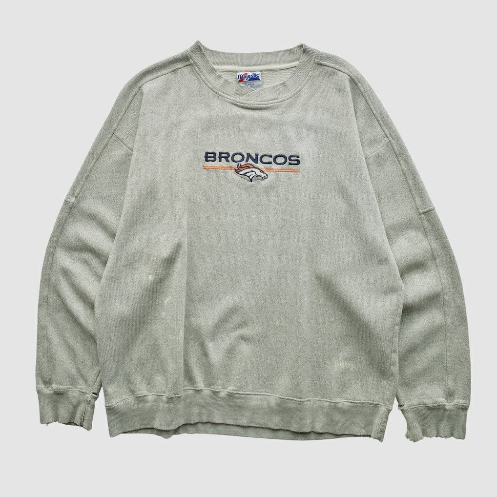 Denver Broncos Majestic 2000s Pullover Sweatshirt Heather Gray Vintage