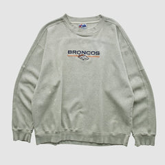 Denver Broncos Majestic 2000s Pullover Sweatshirt Heather Gray Vintage