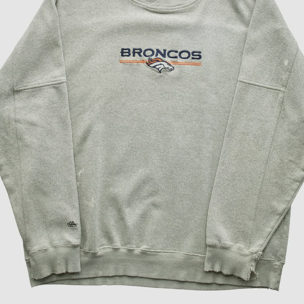 Denver Broncos Majestic 2000s Pullover Sweatshirt Heather Gray Vintage