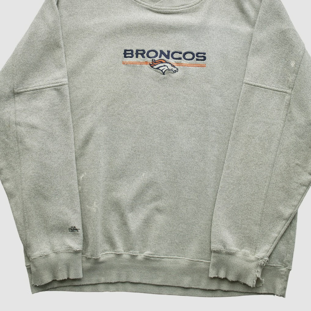 Denver Broncos Majestic 2000s Pullover Sweatshirt Heather Gray Vintage