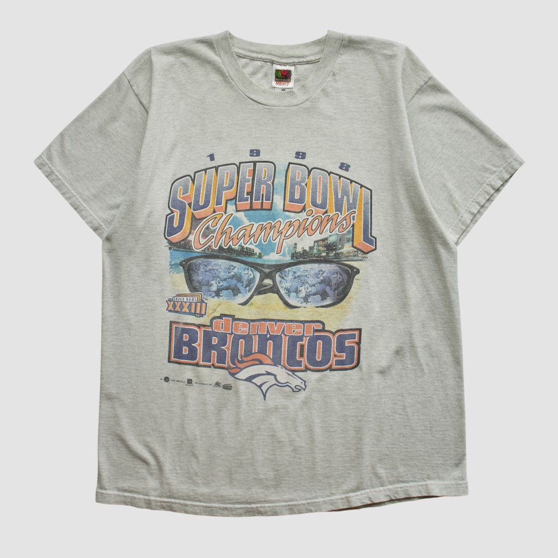 Super Bowl XXXIII Fruit of The Loom 1998 T-shirt Heather Gray Vintage