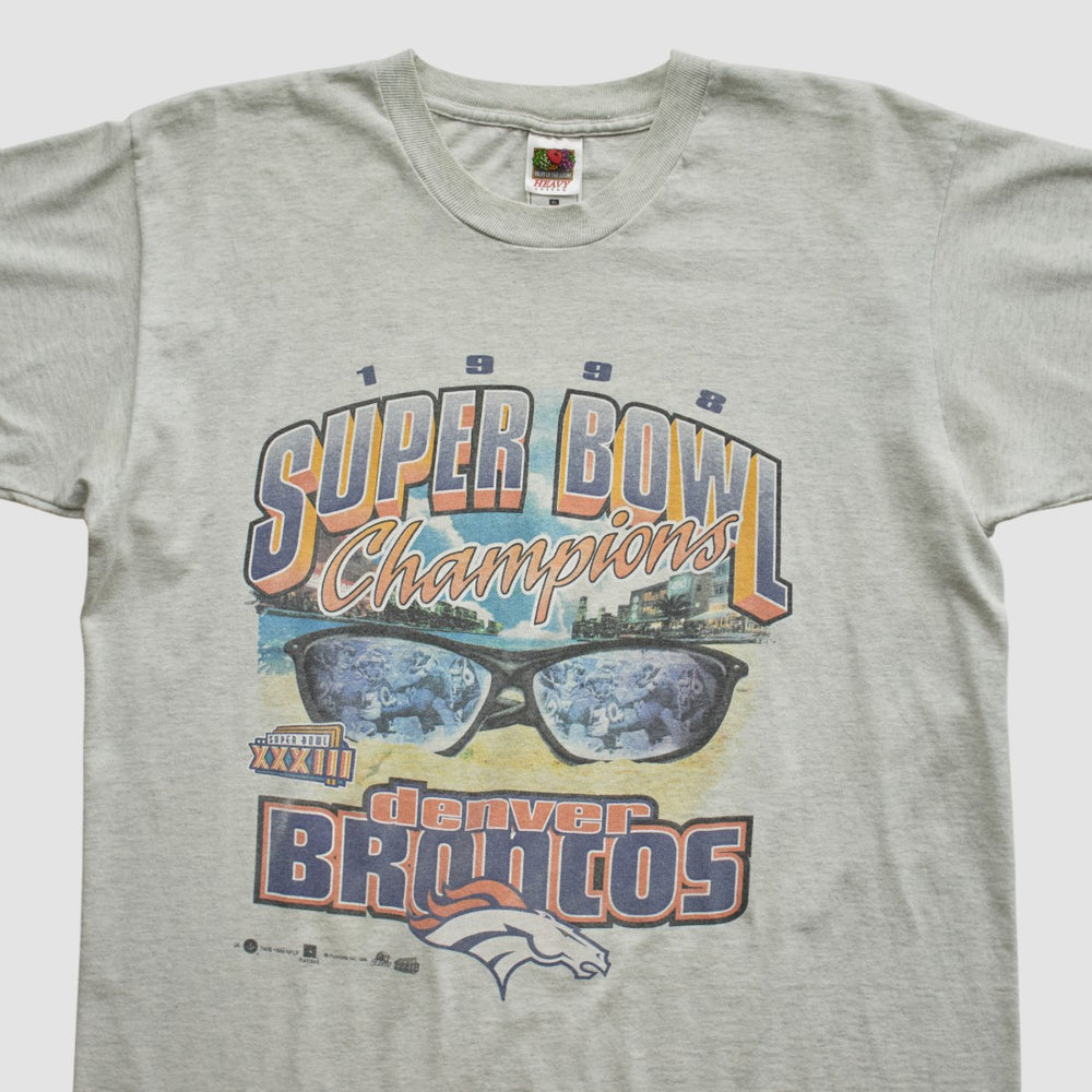 Super Bowl XXXIII Fruit of The Loom 1998 T-shirt Heather Gray Vintage