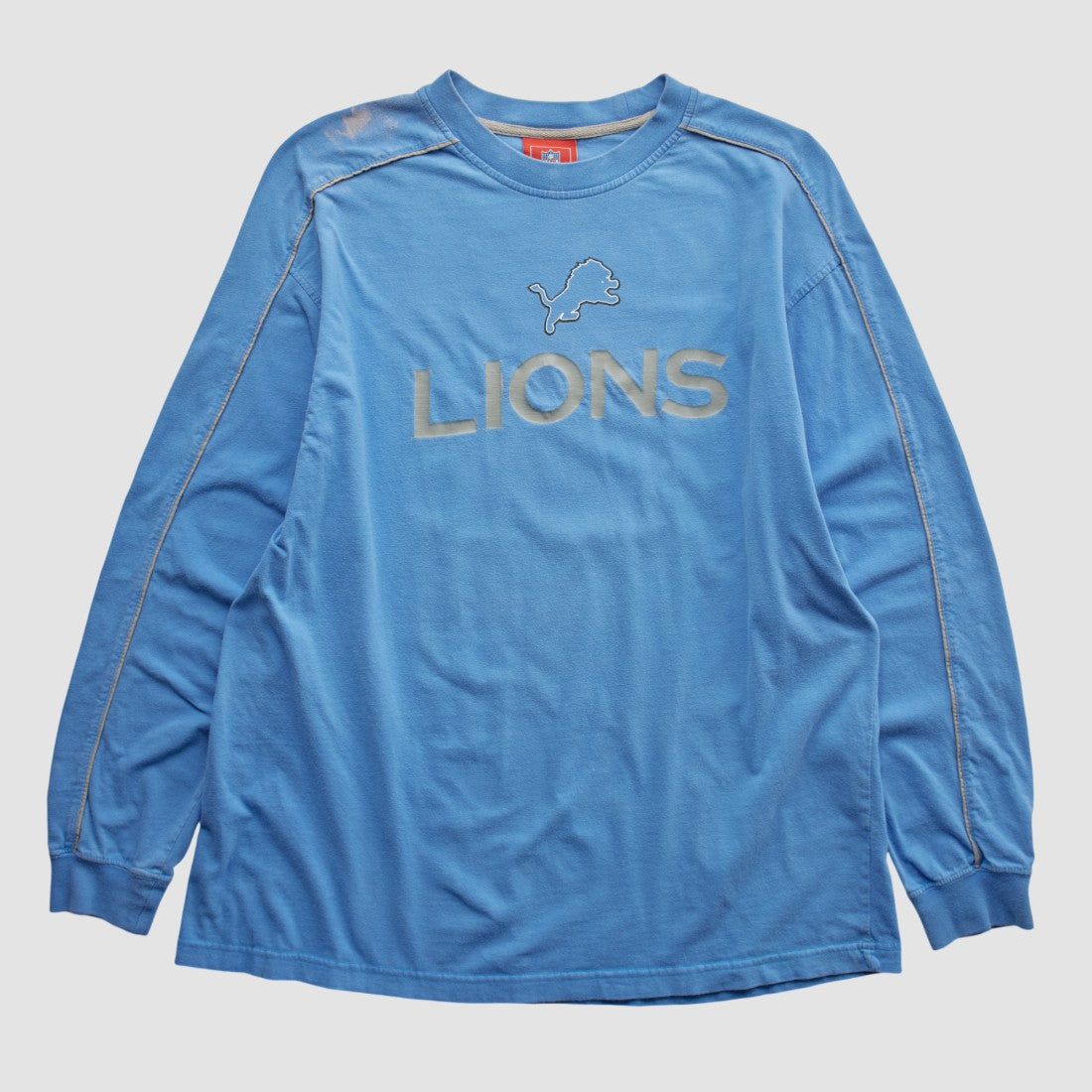 Detroit Lions NFL 2000s Long Sleeve T-shirt Light Blue Vintage