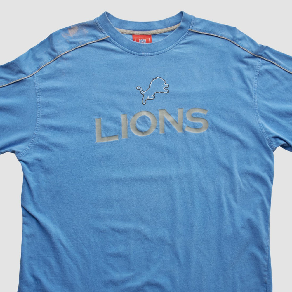Detroit Lions NFL 2000s Long Sleeve T-shirt Light Blue Vintage