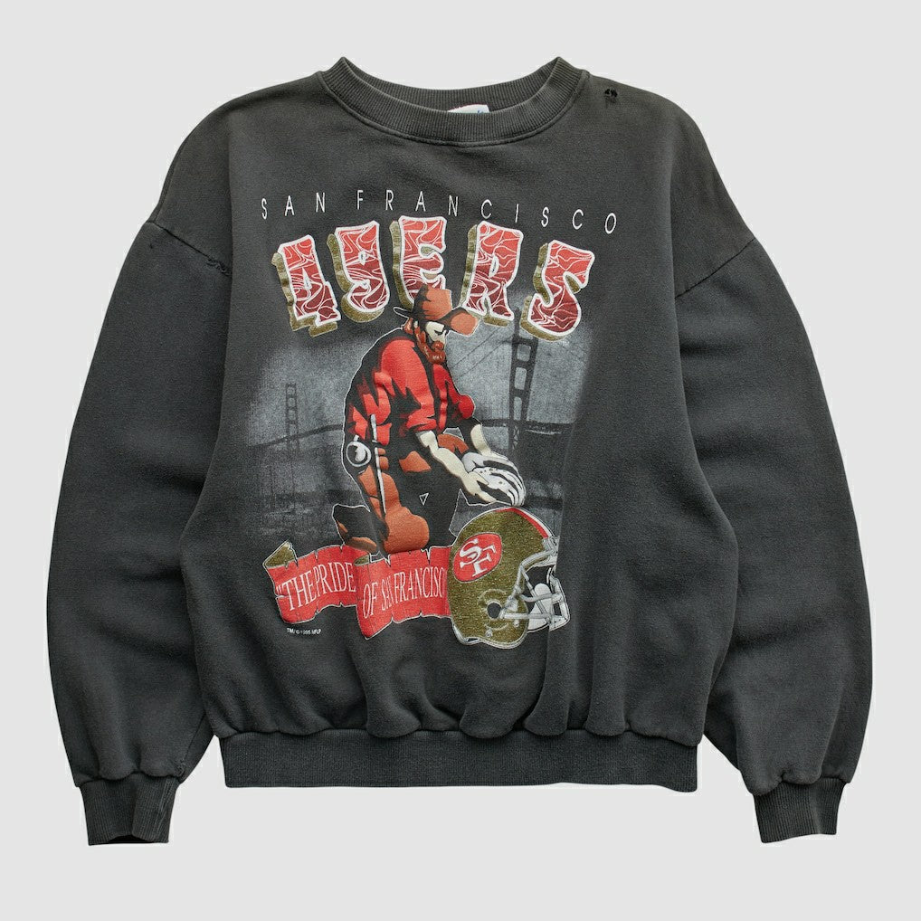 San Francisco 49ers All Out Fan 90s Pullover Sweatshirt Black Vintage