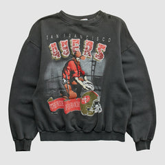 San Francisco 49ers All Out Fan 90s Pullover Sweatshirt Black Vintage
