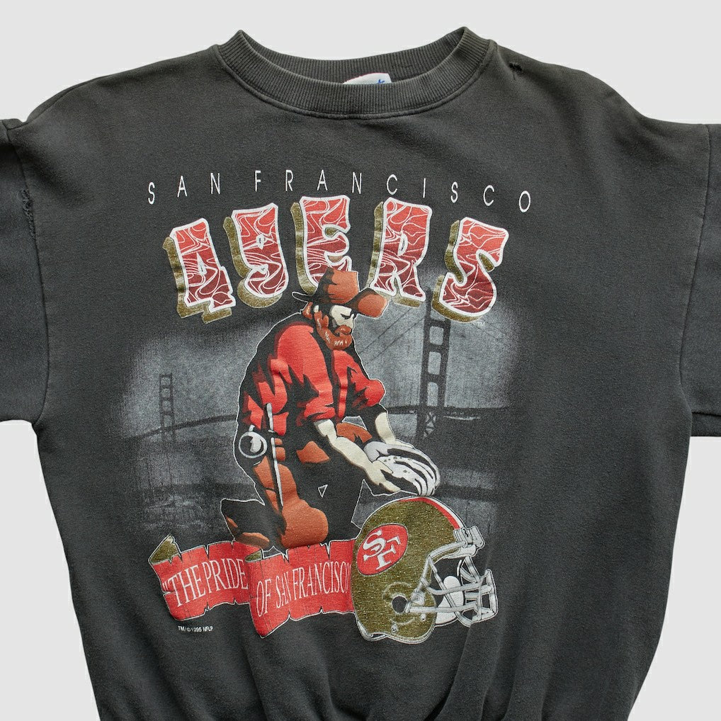 San Francisco 49ers All Out Fan 90s Pullover Sweatshirt Black Vintage