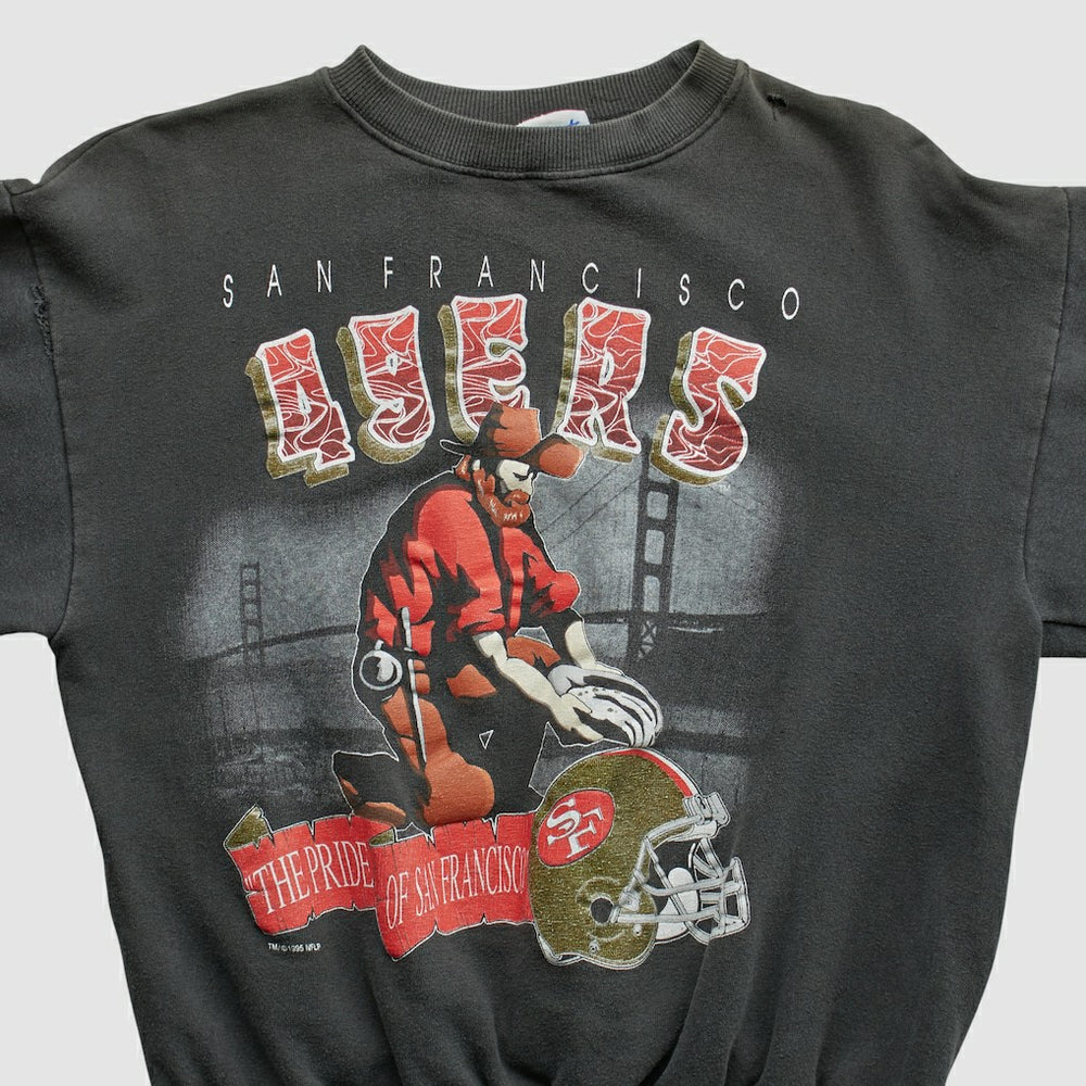 San Francisco 49ers All Out Fan 90s Pullover Sweatshirt Black Vintage