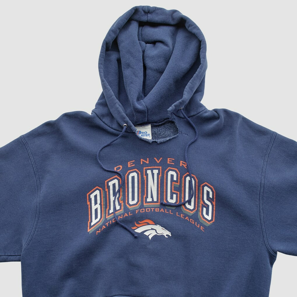 Denver Broncos Pro Player 90s Hooded Pullover Sweatshirt Navy Vintage