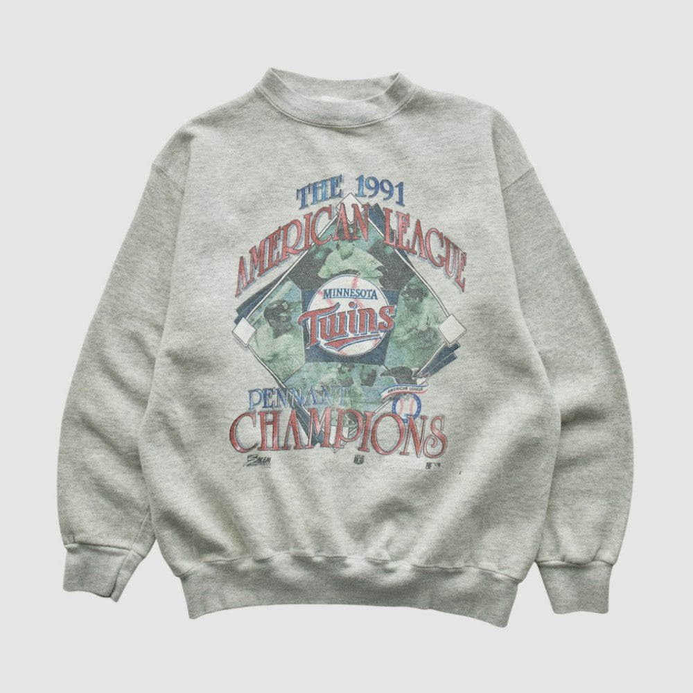 Minnesota Twins Salem Sportswear 1991 Pullover Sweatshirt - Heather Gray - S by Fanatics Real Vintage Pullover
