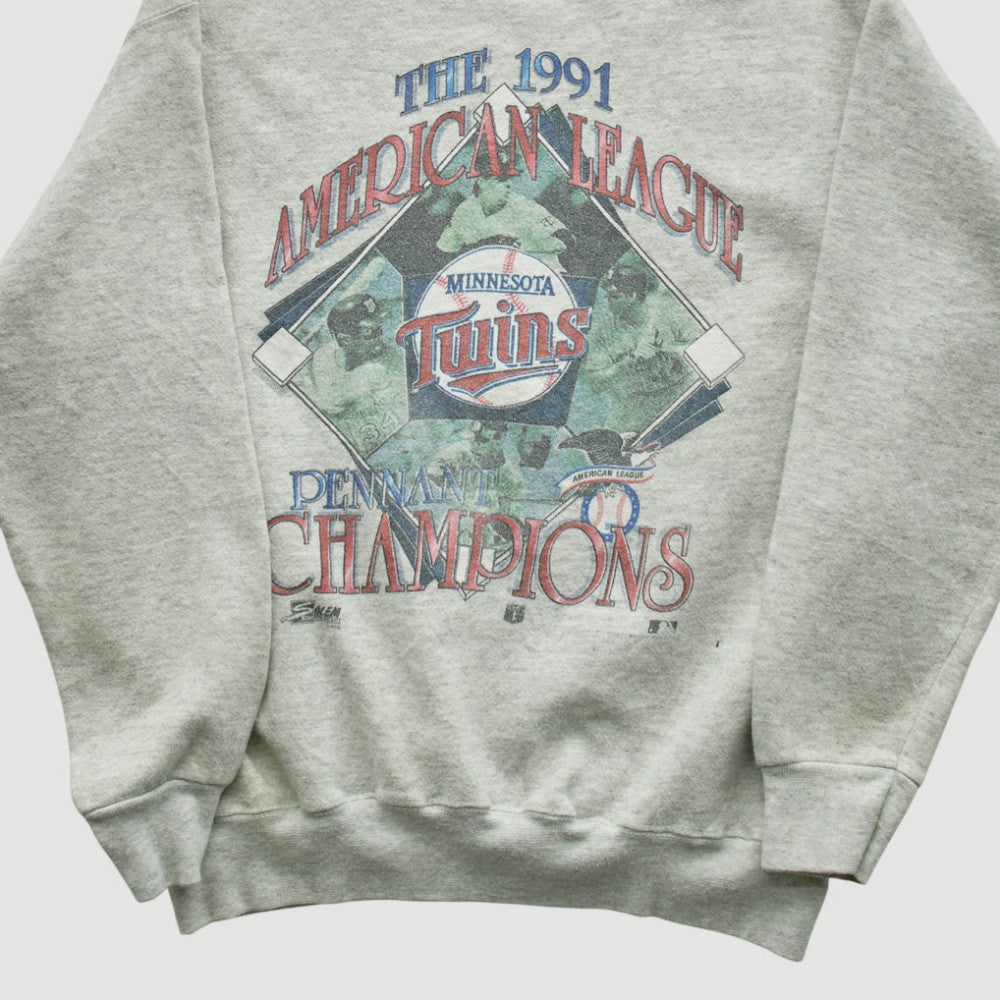 Minnesota Twins Salem Sportswear 1991 Pullover Sweatshirt - Heather Gray - S by Fanatics Real Vintage Pullover