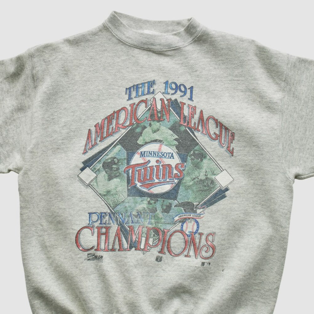 Minnesota Twins Salem Sportswear 1991 Pullover Sweatshirt - Heather Gray - S by Fanatics Real Vintage Pullover