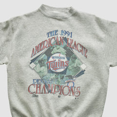 Minnesota Twins Salem Sportswear 1991 Pullover Sweatshirt - Heather Gray - S by Fanatics Real Vintage Pullover