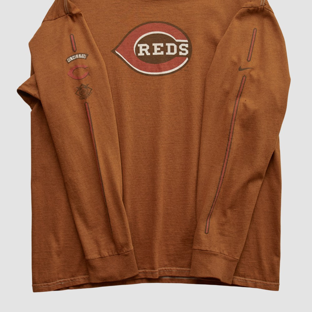 Cincinnati Reds Nike 2000s Long Sleeve T-shirt - Clay - S by Fanatics Real Vintage T-shirts