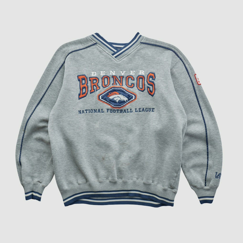 Denver Broncos Lee Apparel 90s Pullover Sweatshirt Heather Gray Vintage
