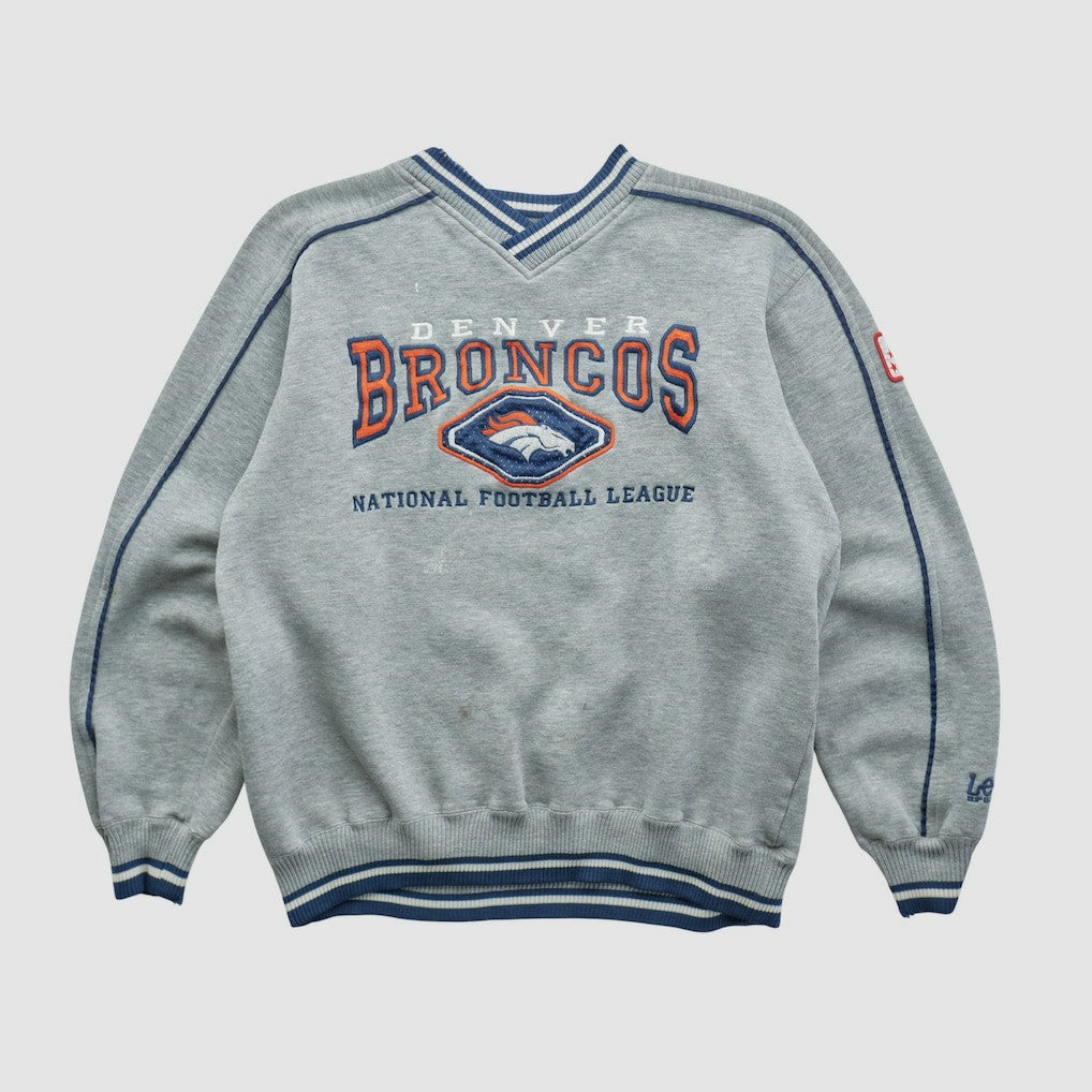 Denver Broncos Lee Apparel 90s Pullover Sweatshirt Heather Gray Vintage
