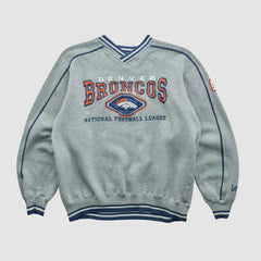 Denver Broncos Lee Apparel 90s Pullover Sweatshirt Heather Gray Vintage