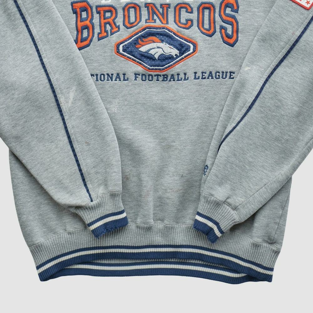 Denver Broncos Lee Apparel 90s Pullover Sweatshirt Heather Gray Vintage
