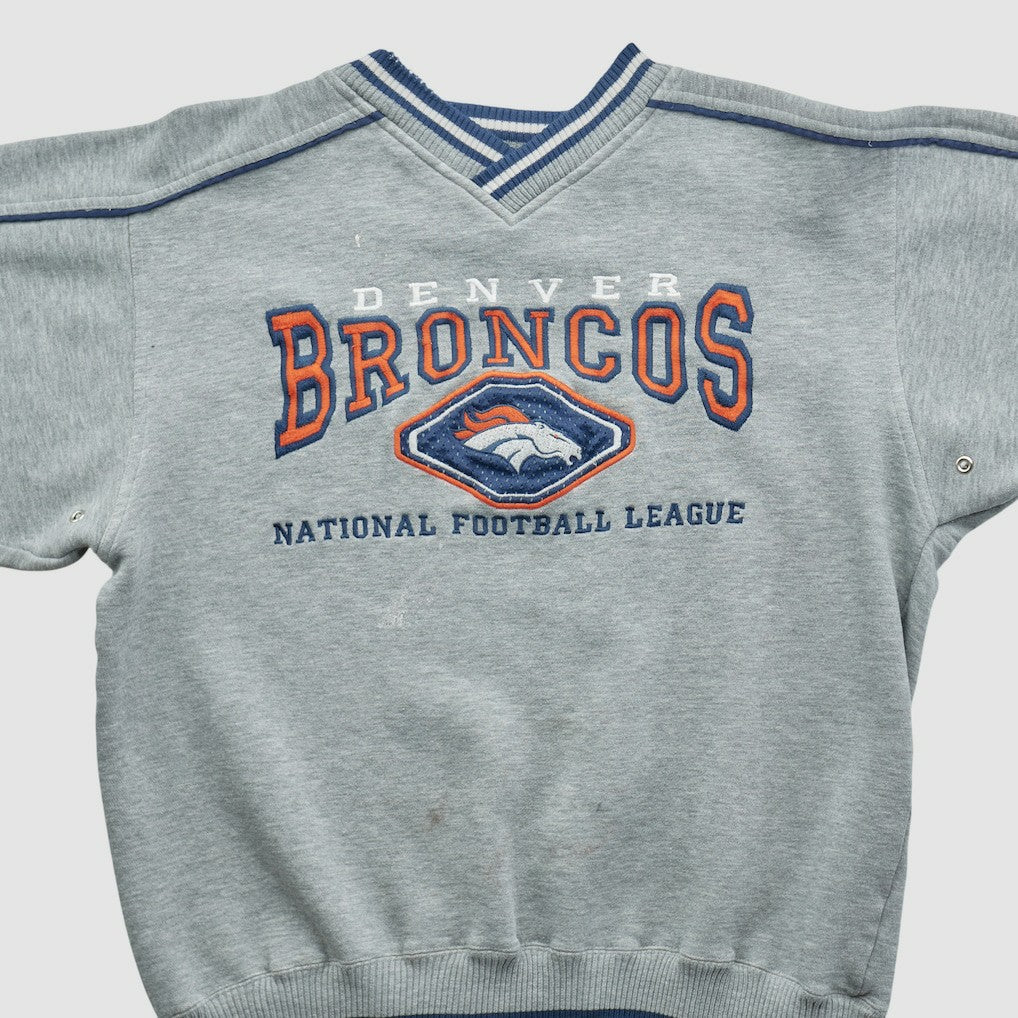 Denver Broncos Lee Apparel 90s Pullover Sweatshirt Heather Gray Vintage