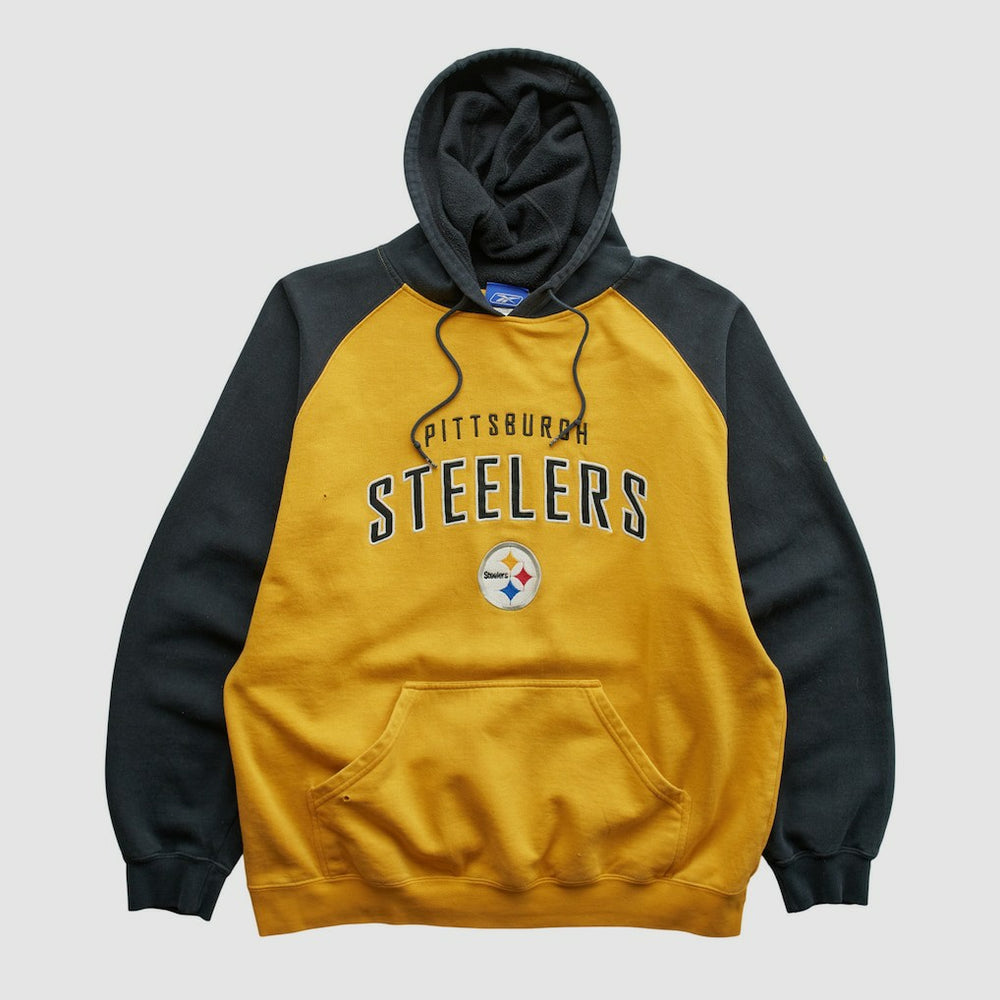 Pittsburgh Steelers Reebok 2000s Hooded Pullover Sweatshirt Yellow Vintage
